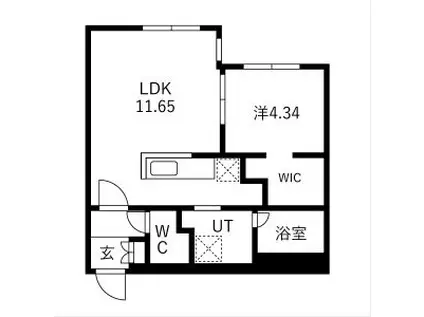 ピオネロ恵庭Ⅲ(1LDK/4階)の間取り写真