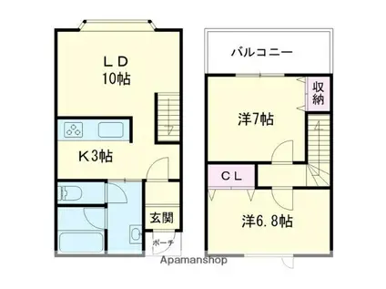 エタニティⅢ(2LDK/2階)の間取り写真