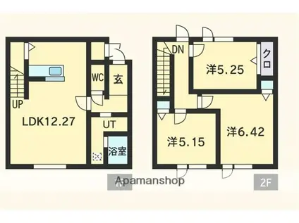 早来北進APⅡ号棟(3LDK/1階)の間取り写真