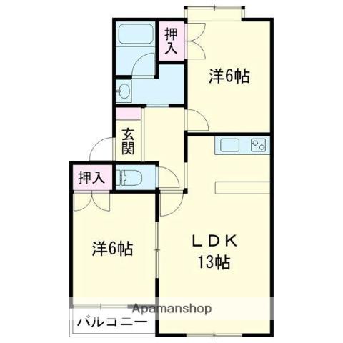 ボヌールナン(2LDK/2階)の間取り写真