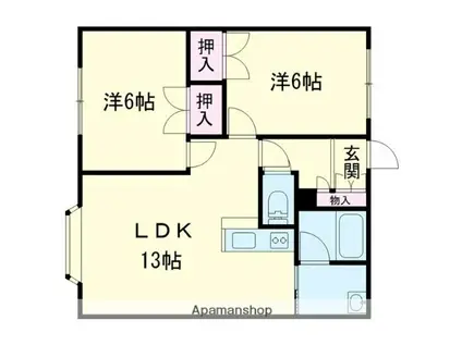 アウローラ(2LDK/2階)の間取り写真