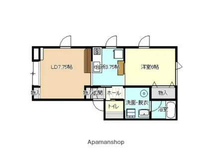ジラソーレI(1LDK/1階)の間取り写真