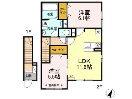 セジュール沼ノ端中央VII(2LDK/2階)の間取り写真