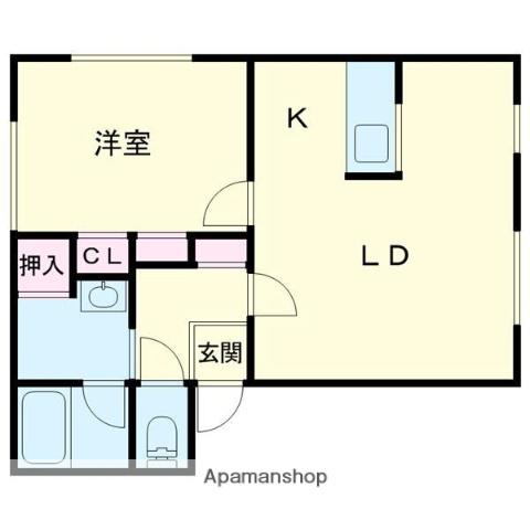 シンワハイツD(1LDK/1階)の間取り写真