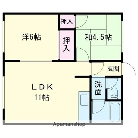 グランドゥール沼ノ端(2LDK/1階)の間取り写真