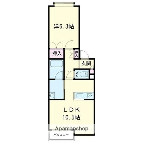 フォリア舞(1LDK/1階)の間取り写真
