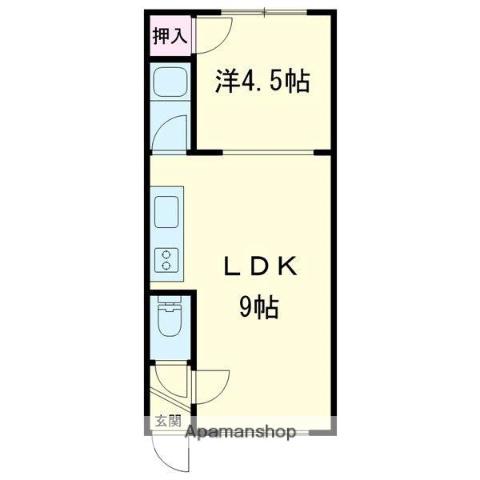 ロマンチスト(1DK/2階)の間取り写真