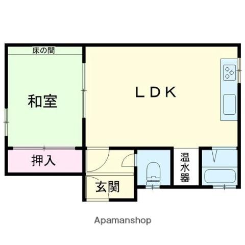 ミズシマE荘(1DK/2階)の間取り写真