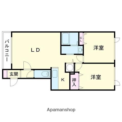 クリークウッドⅢ(2LDK/2階)の間取り写真
