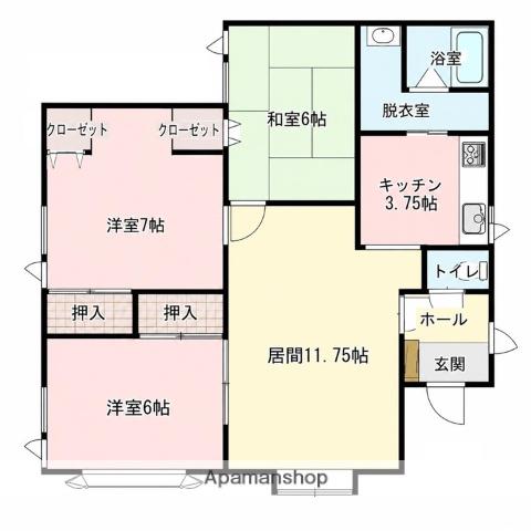 フォレスト藤沢A(3LDK/1階)の間取り写真