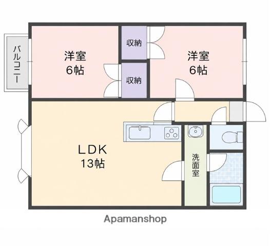 ポップハウス3(2LDK/3階)の間取り写真