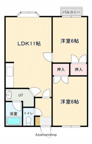 サンフラワー(2DK/2階)の間取り写真