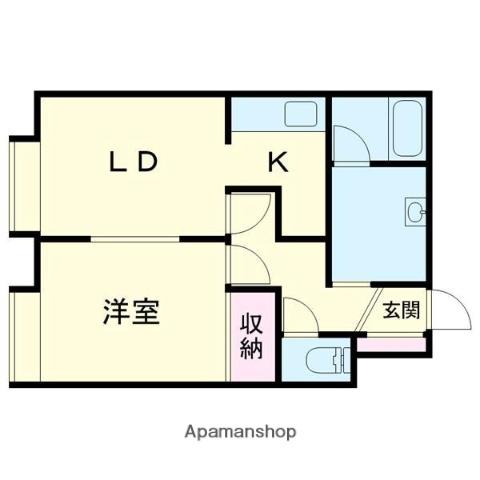 クリスタルハーモニー17(1DK/2階)の間取り写真