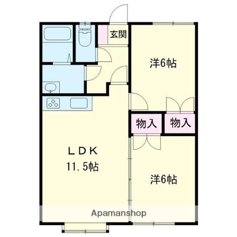 コーポういろう(2LDK/2階)の間取り写真