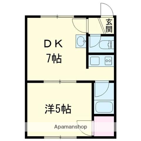 クリスタルハウスハピネスD(1LDK/2階)の間取り写真