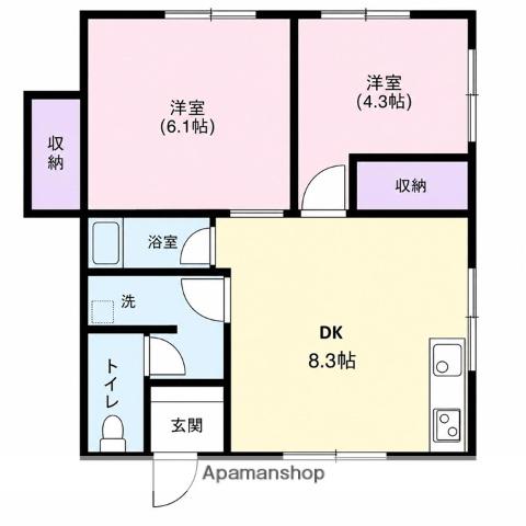 なるせアパート(2DK/1階)の間取り写真