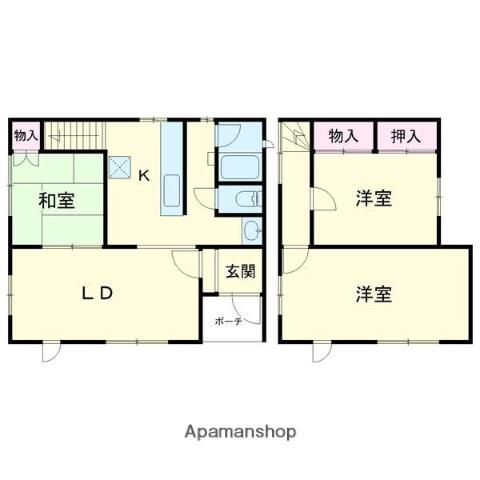 室蘭本線 苫小牧駅 徒歩22分 2階建 築53年(3LDK)の間取り写真