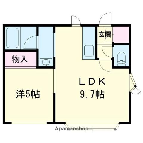 ロジェ明徳(1DK/2階)の間取り写真