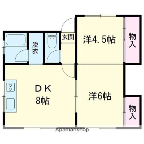 ブリリアント弥生B(2DK/1階)の間取り写真