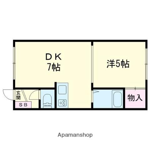 サンエアハウスC(1DK/2階)の間取り写真
