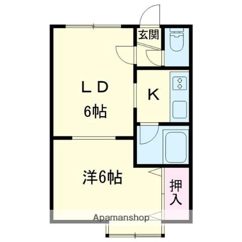 エンデバーA棟(1LDK/2階)の間取り写真