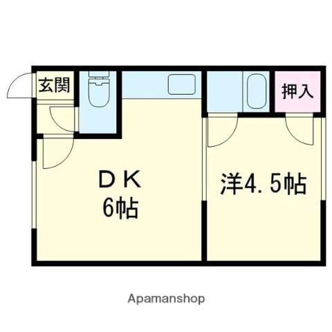 エステート9(1DK/2階)の間取り写真
