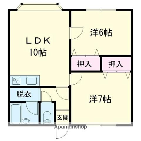 室蘭本線 青葉駅 徒歩2分 2階建 築18年(2LDK/2階)の間取り写真
