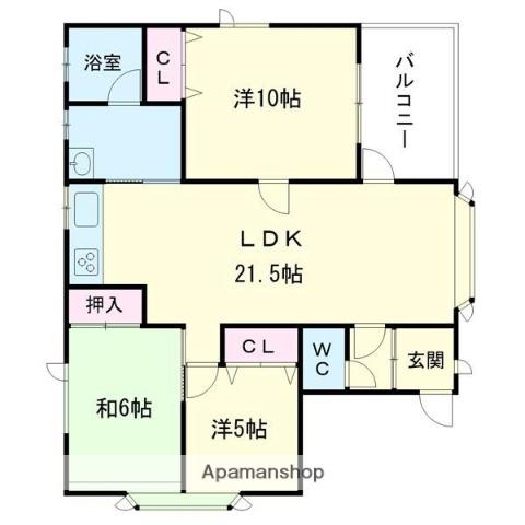 室蘭本線 青葉駅 徒歩25分 3階建 築26年(3LDK)の間取り写真