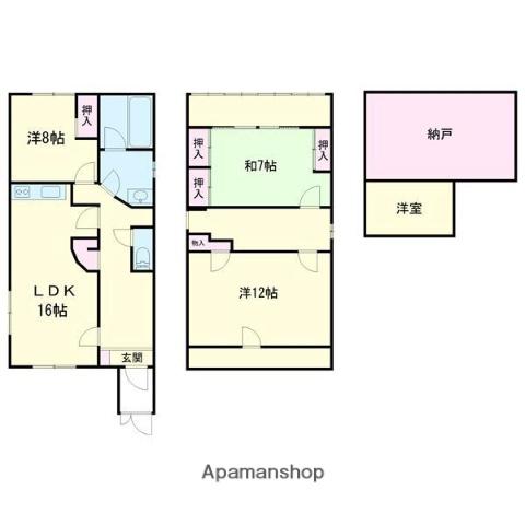 室蘭本線 苫小牧駅 徒歩11分 2階建 築53年(3LDK)の間取り写真