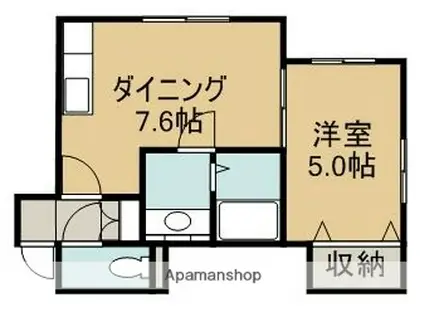 ハピネス銭函Ⅱ(1DK/2階)の間取り写真