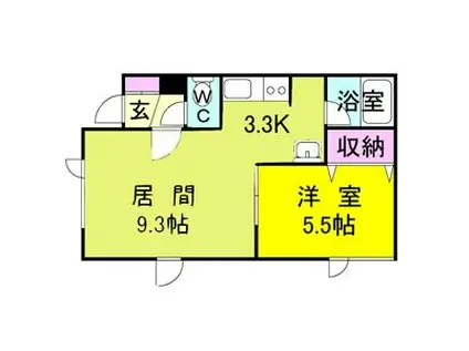 スイート・ブライアス・ハウス(1DK/1階)の間取り写真