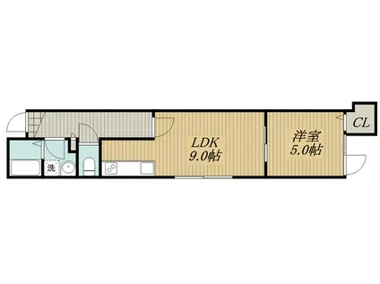 フェリス(1LDK/2階)の間取り写真