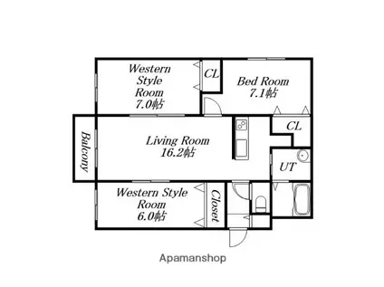 山弘プレイスⅡ(3LDK/4階)の間取り写真