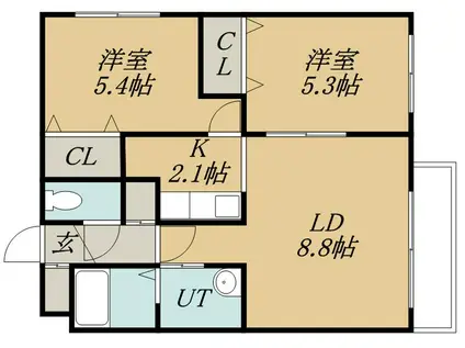 CASA稲穂(2LDK/1階)の間取り写真