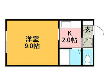 ドミールK(1K/2階)の間取り写真