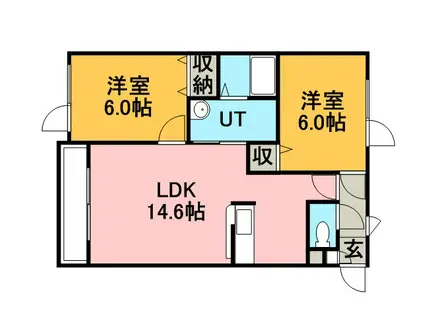 レラホープ稲積公園(2LDK/2階)の間取り写真