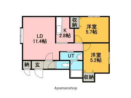オレンジハウス花川南(2LDK/1階)の間取り写真
