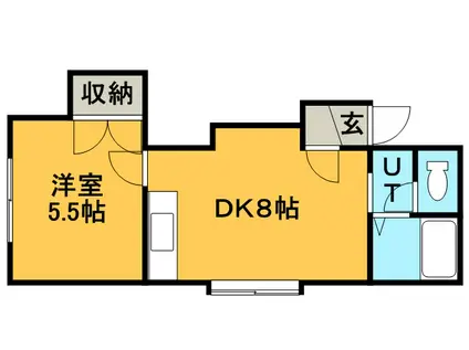 アーバン稲穂(1DK/3階)の間取り写真