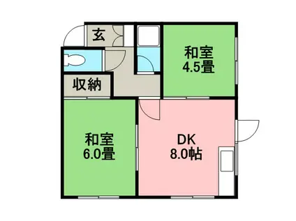 柏ハイツ(2DK/1階)の間取り写真