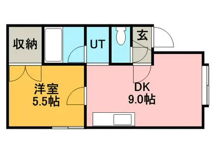 エントピア壱番館(1DK/2階)の間取り写真