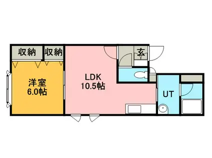 モデュロール新発寒(1LDK/2階)の間取り写真