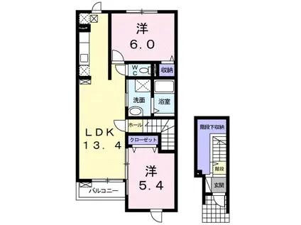 ユニゾン・ヴィラⅢ(2LDK/2階)の間取り写真