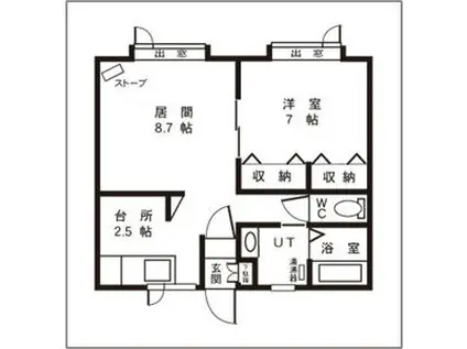 レジデンスマンションしんわ(ワンルーム/2階)の間取り写真