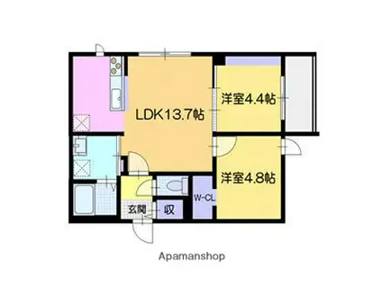 キャトルラヴィ(2LDK/5階)の間取り写真