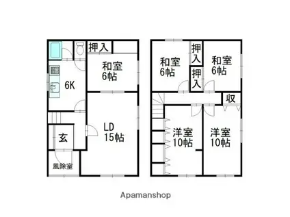 北海道札幌市手稲区 2階建 築63年(5LDK)の間取り写真