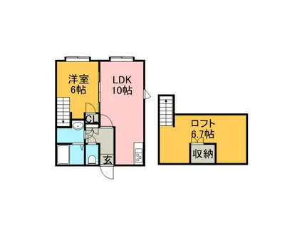 ハイデンス曙(1LDK/3階)の間取り写真