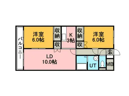 エルプラス(2LDK/2階)の間取り写真