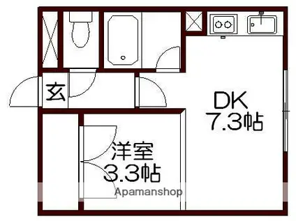 パレス・サザンクロス(1DK/2階)の間取り写真