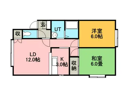 サンアルファ新発寒(2LDK/2階)の間取り写真