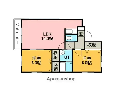 イースヴィレッヂ(2LDK/2階)の間取り写真
